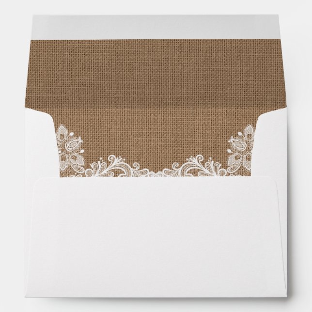 Enveloppes Mariage rustique Burlap et dentelle (Dos (Bas))