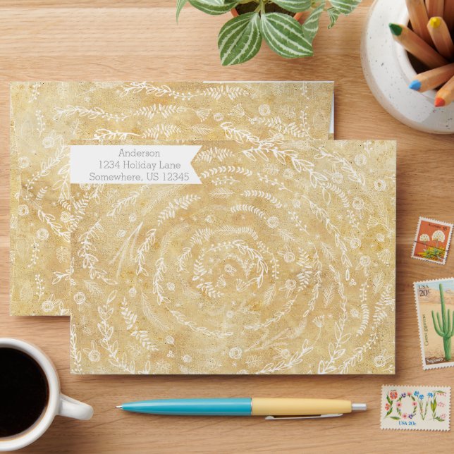 Enveloppes Mariage rustique de fougère et de garland personna (Desk)