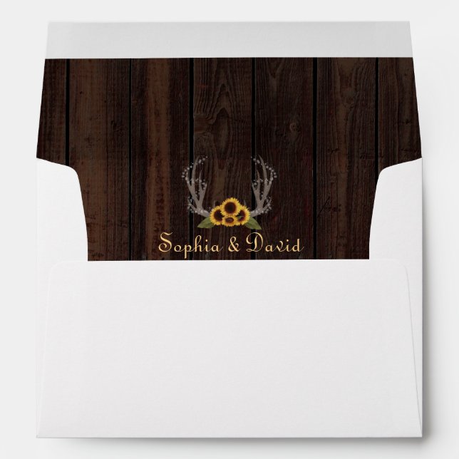 Enveloppes Mariage rustique Sunflower Antlers (Dos (Bas))