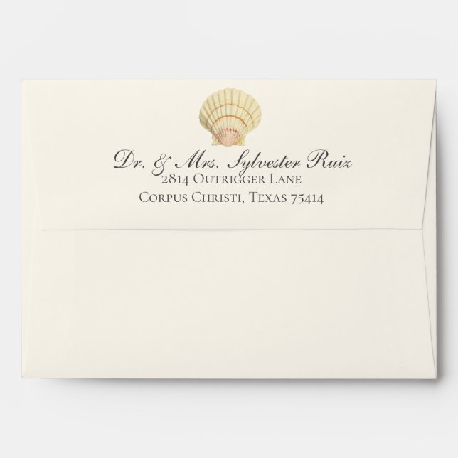 Enveloppes Mariage simple coquille vintage (Dos (Haut rabat))