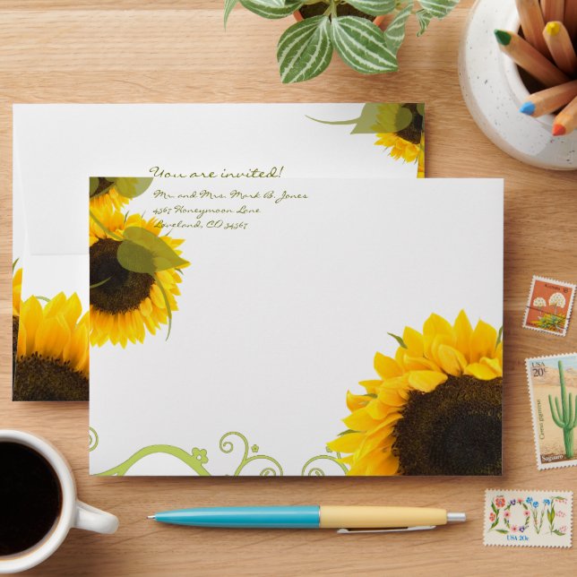 Enveloppes Mariage SunFlowers (Desk)