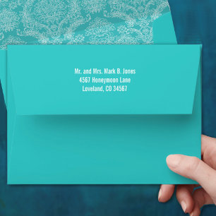 Enveloppes Mariage Turquoise Menthe Vintage