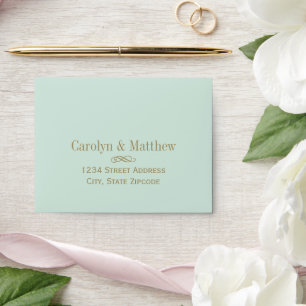 Enveloppes Mariage Vintage Vert Menthe Or Antique RSVP