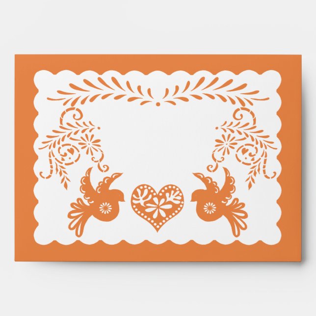 Enveloppes Mariages A7 Papel Picado Orange Fiesta (Devant)