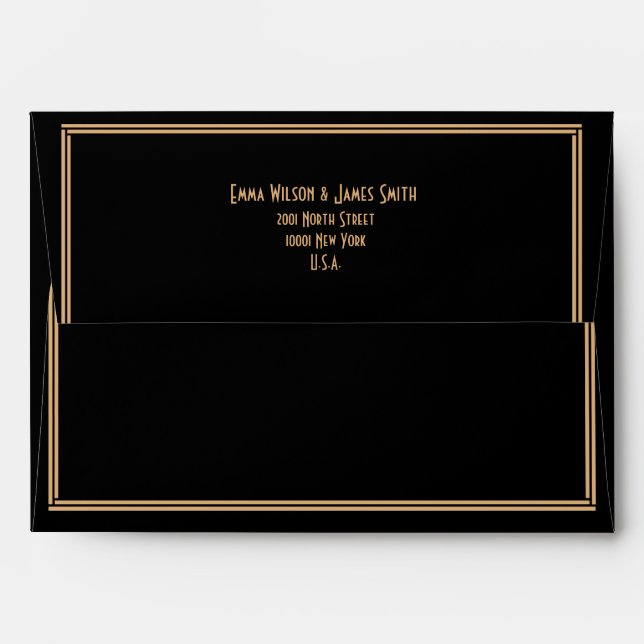Enveloppes Mariages Art Déco Black Great Gatsby A7 (Dos (Haut rabat))