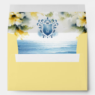 Enveloppes mariages bleu et jaune
