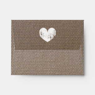Enveloppes mariages Burlap au coeur rustique