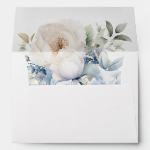 Enveloppes Mariages de fleurs bleues et blanches