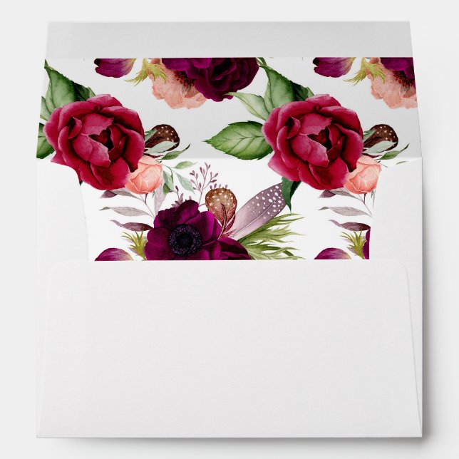 Enveloppes Mariages de romance florale bohème (Dos (Bas))