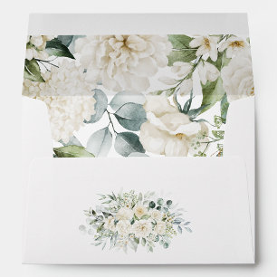 Enveloppes Mariages florales blanches et eucalyptu