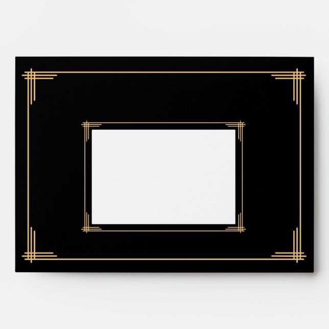 Enveloppes Mariages Gatsby Gold Noir Art Déco (Devant)