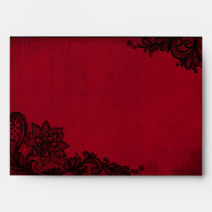Enveloppes Mariages gothiques en dentelle rouge et