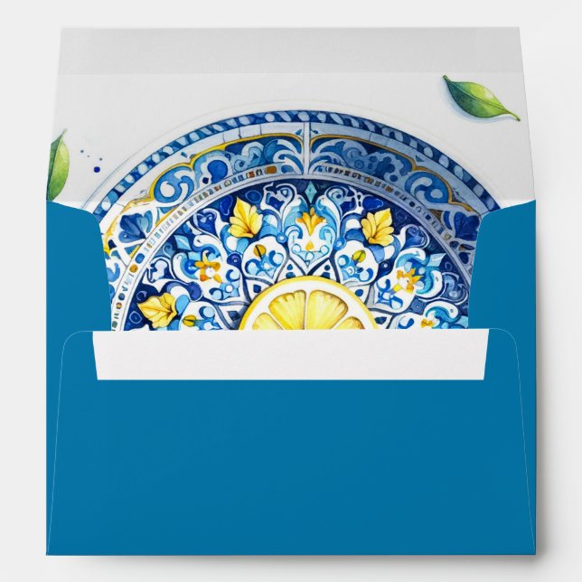 Enveloppes mariages Modernes Bleu Personnalisé Ave (Dos (Bas))