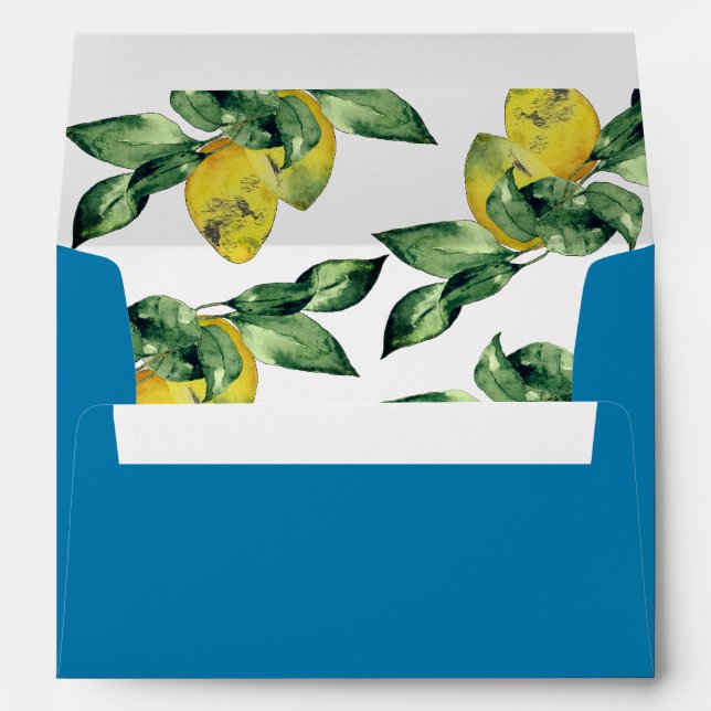Enveloppes mariages Modernes Bleu Personnalisé Ave (Dos (Bas))