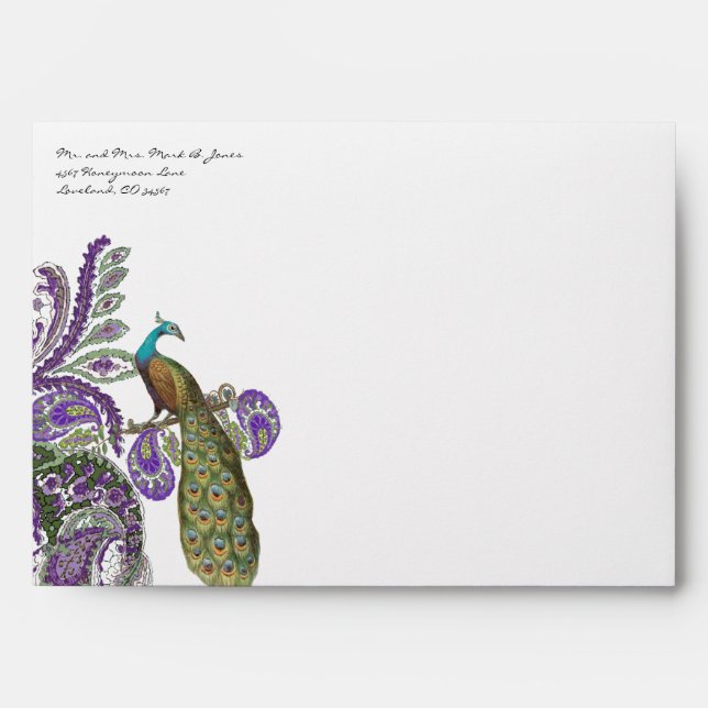 Enveloppes Mariages Peacock vintages (Devant)