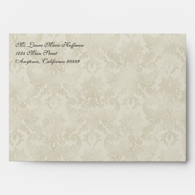 Enveloppes Mariages - Roses à la crème impressionn (Devant)