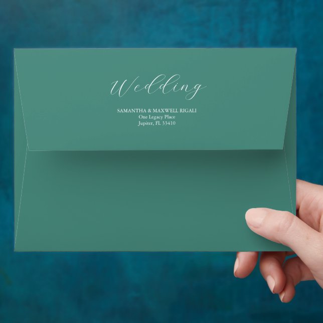 Enveloppes mariages vert tropical (Hand)