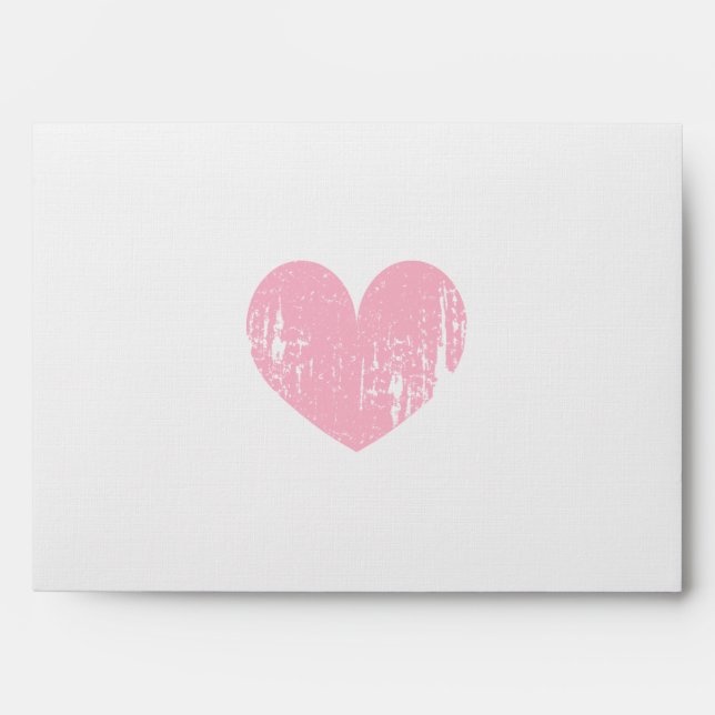 Enveloppes mariages Vintages en coeur rose (Devant)