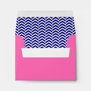 Enveloppes Marine bleu avec Motif Chevron rose chaud