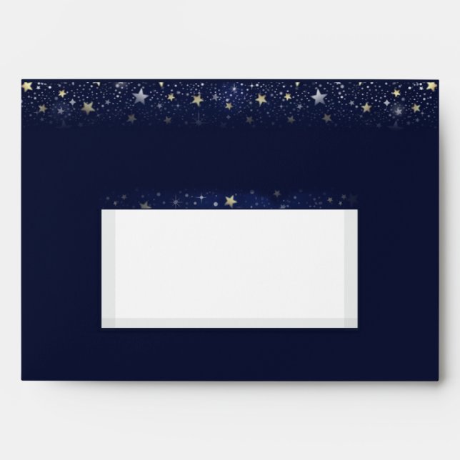 Enveloppes Marine Bleu or blanc Lune & Étoiles correspondant  (Devant)