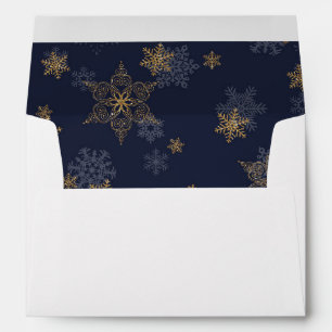 Enveloppes Marine Blue Gold GlitterFlakes Liner Blanc