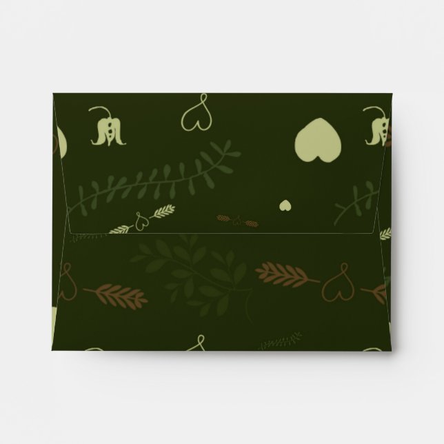 Enveloppes Merci de Mariage de forêt rustique vert (Dos (Haut rabat))