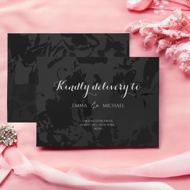 Enveloppes minimalistes modernes de Mariage noir (Créateur téléchargé)
