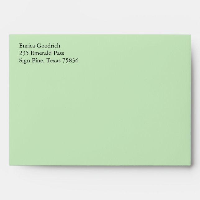 Enveloppes Mint Green A7 5x7 avec adresse de retou (Devant)