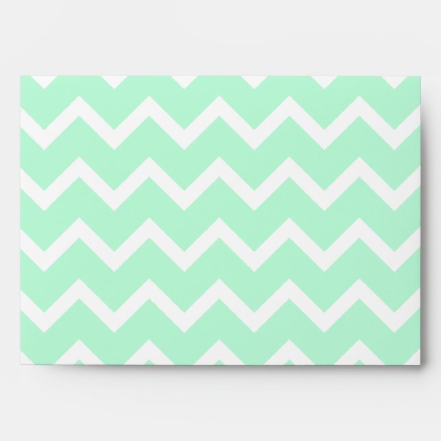 Enveloppes Mint Green Zigzag Chevron Stripes. (Devant)