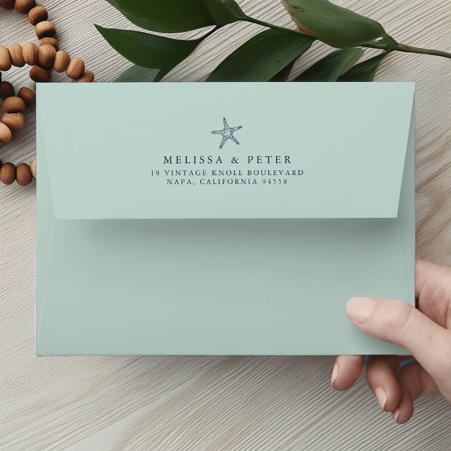 Enveloppes Mint & Navy Starfish Adresse de retour (Créateur téléchargé)