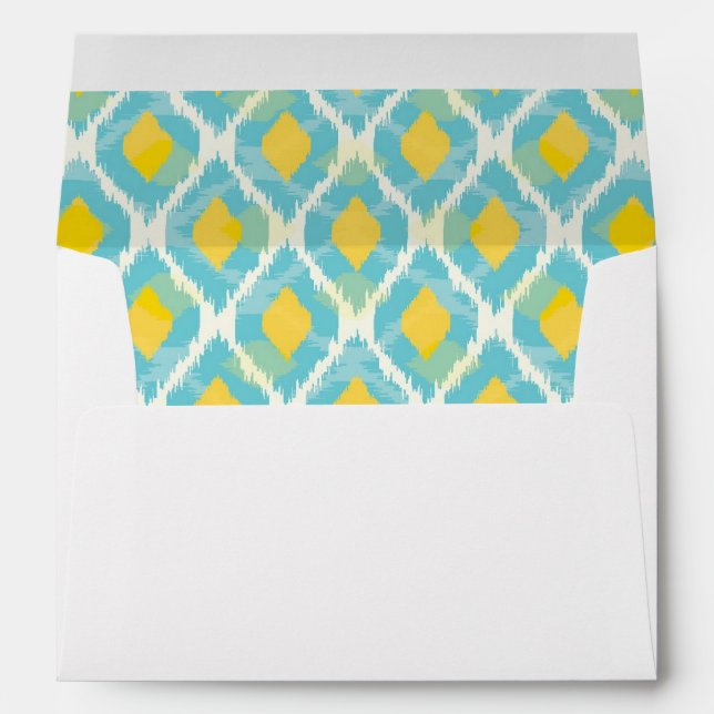 Enveloppes Mode tribal moderne ikat blue-jaunat (Dos (Bas))