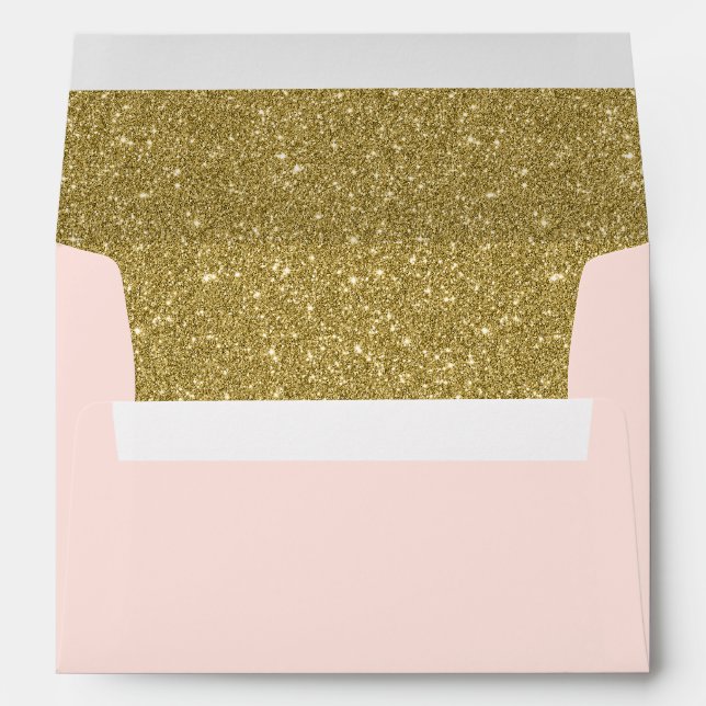 Enveloppes Modern Blush Pink Faux Gold Parties scintillant Ad (Dos (Bas))