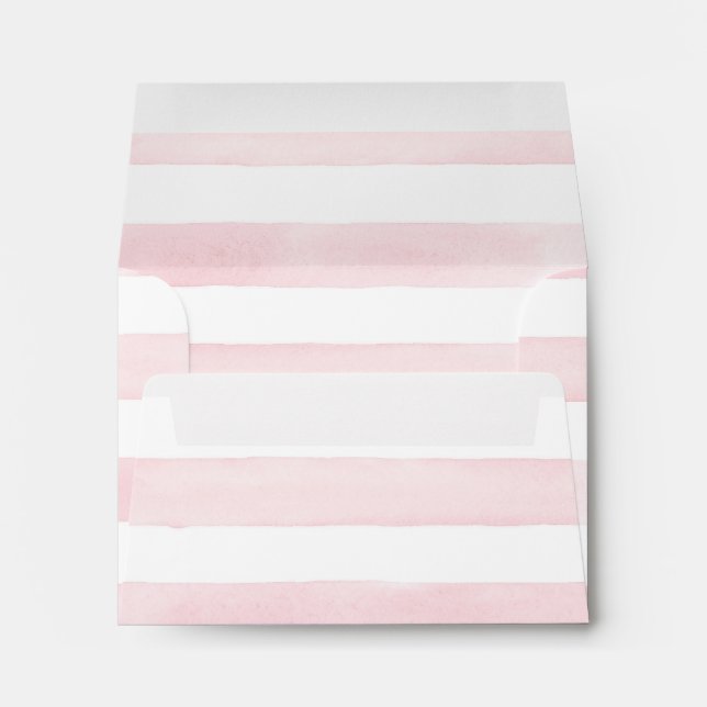 Enveloppes MODERNE Chic Wide Stripes avec Rose A2 Merci Note (Dos (Bas))