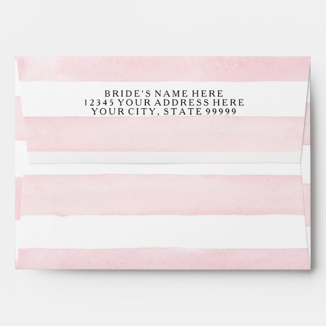 Enveloppes MODERNE Chic Wide Stripes avec Rose A7 Mariage Inv (Dos (Haut rabat))