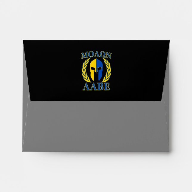Enveloppes Molon Labe Spartan Armor Laurels Bleu jaune (Dos (Haut rabat))