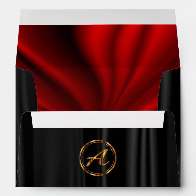Enveloppes Monogram - Satin rouge avec liseré & Satin noir (Dos (Bas))