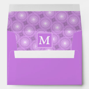Enveloppes Monogramme lilas cercles pourpres motif