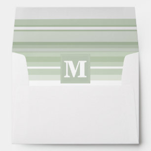 Enveloppes Monogramme rayures vert pâle