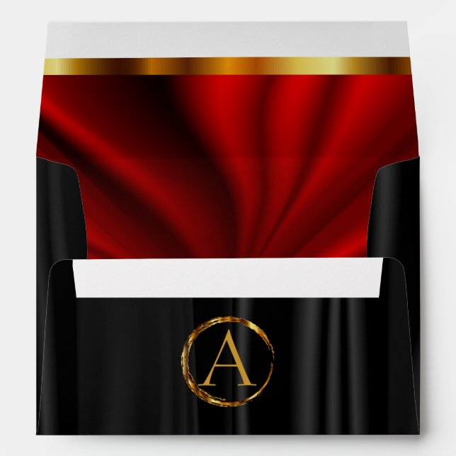 Enveloppes Monogramme - Satin rouge et Satin noir (Dos (Bas))