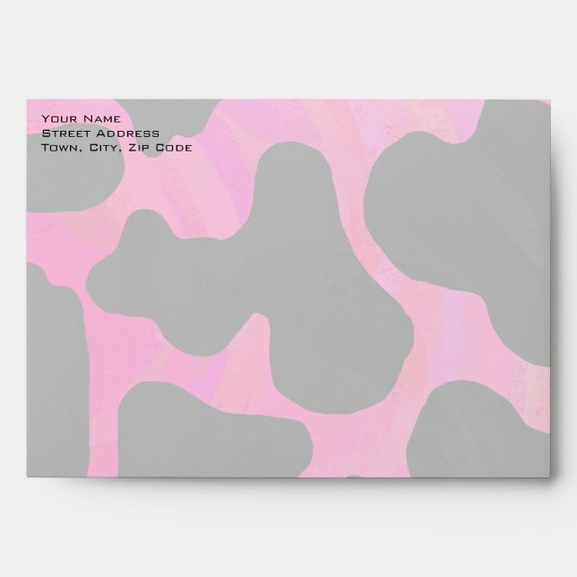 Enveloppes Monogramme vache rose chaud et noir (Devant)