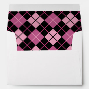 Enveloppes Motif à motifs de losanges dans le noir et le ros