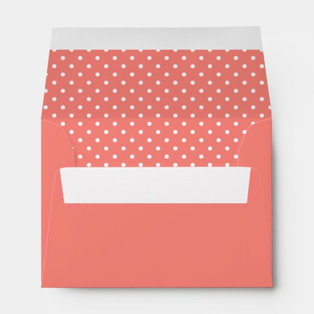 Enveloppes Motif à points Polka rose blanc et corail (Dos (Bas))