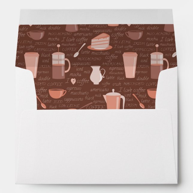 Enveloppes Motif avec éléments liés au café (Dos (Bas))
