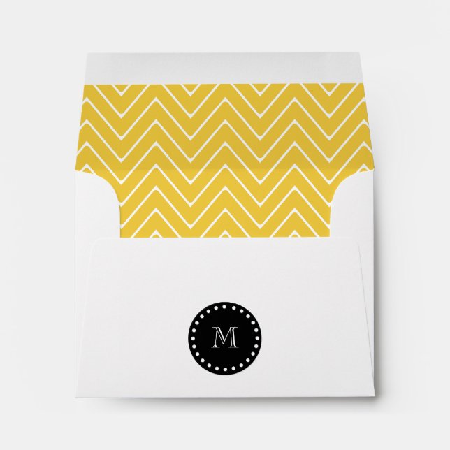 Enveloppes Motif Chevron jaune| Monogramme noir (Dos (Bas))