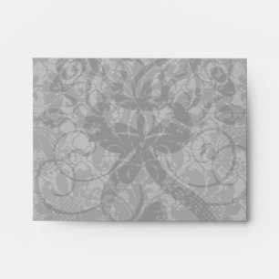 Enveloppes motif damassé noir en faux dentelle