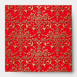 Enveloppes Motif damassé rouge et or élégant