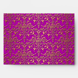 Enveloppes Motif damassé violet et or élégant