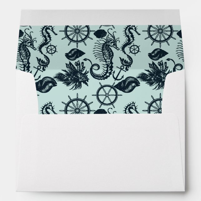 Enveloppes Motif d'animaux marins Vintages (Dos (Bas))