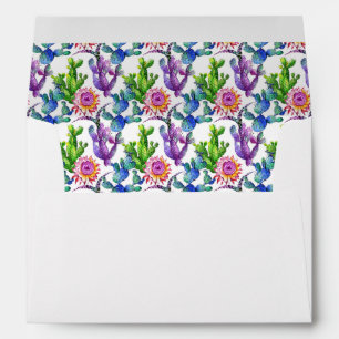 Enveloppes Motif de cactus de fleur sauvage d'aquarelle