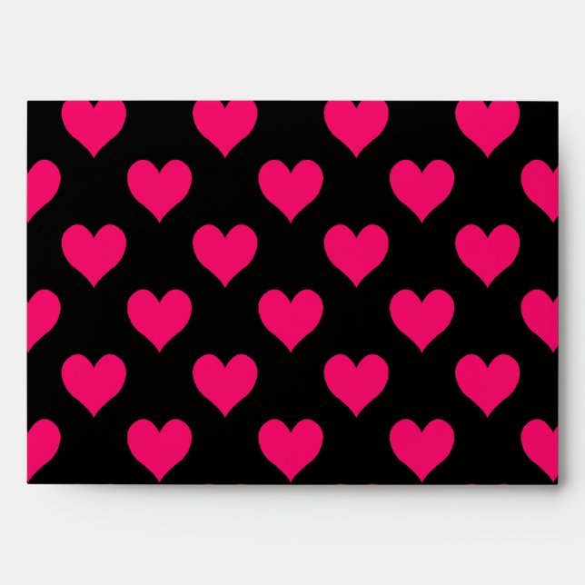 Enveloppes Motif de coeur noir et rose (Devant)